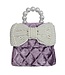 ML Fashion Quilted Velvet Purse with Pearl Bow & Handle