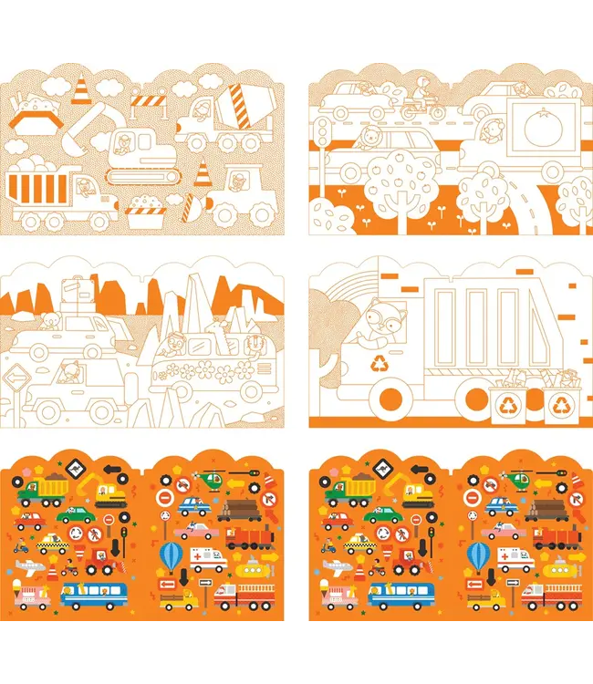 Vehicles Coloring Book & Stickers