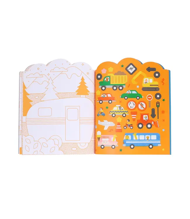 Vehicles Coloring Book & Stickers