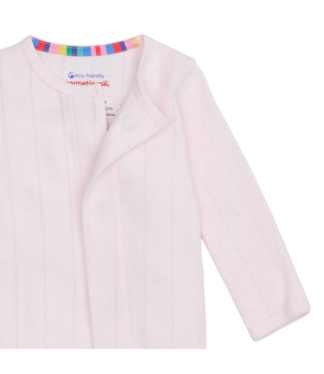 Pink Pointelle Love Lines Footie