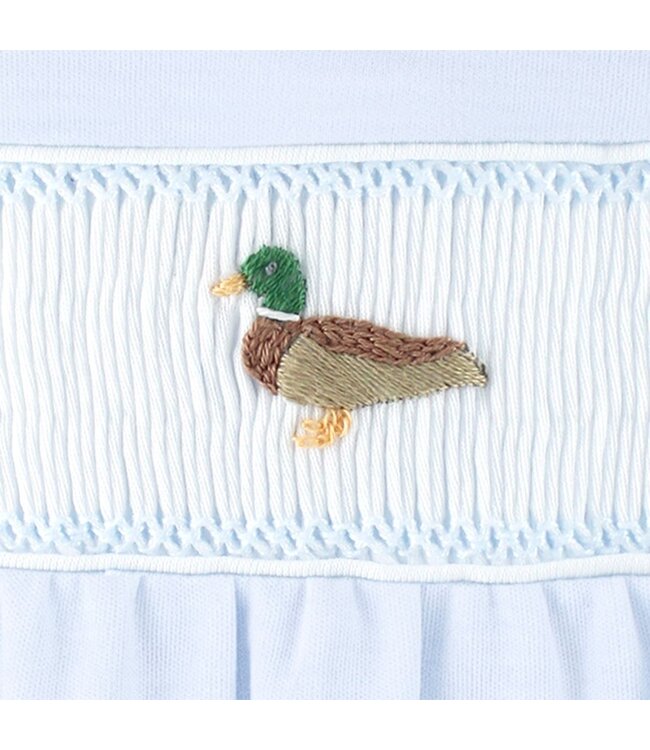 Light Blue Duck By The Lake Smocked Footie