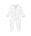 White & Blue Baby Elephant Boys Zip Footie