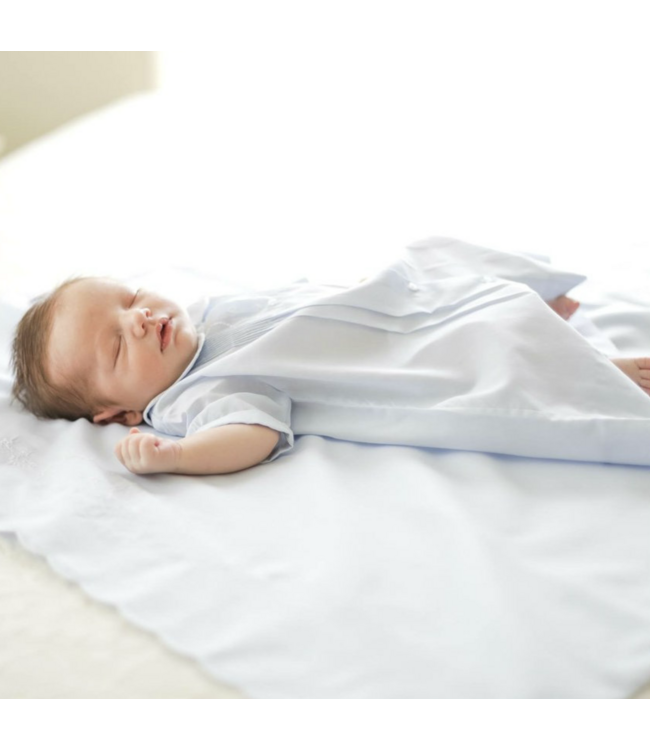 Blue Boys Embroidered Collar Folded Daygown