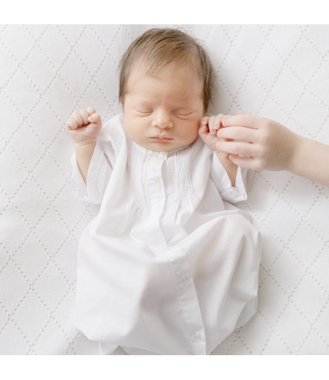 White Girls Embroidered Folded Daygown
