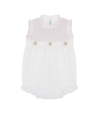 Feltman Brothers White/Pink Sleeveless Secret Garden Romper