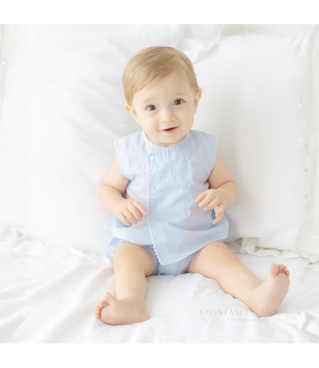 Blue Boys Sailboat Diaper Set