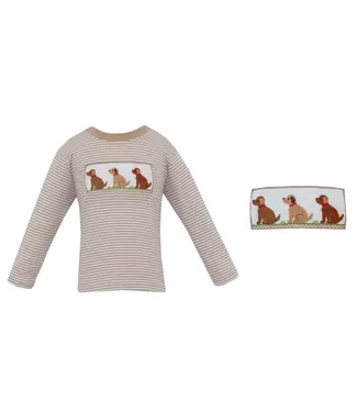 Anavini Khaki Knit Stripe L/S Labrador T-Shirt