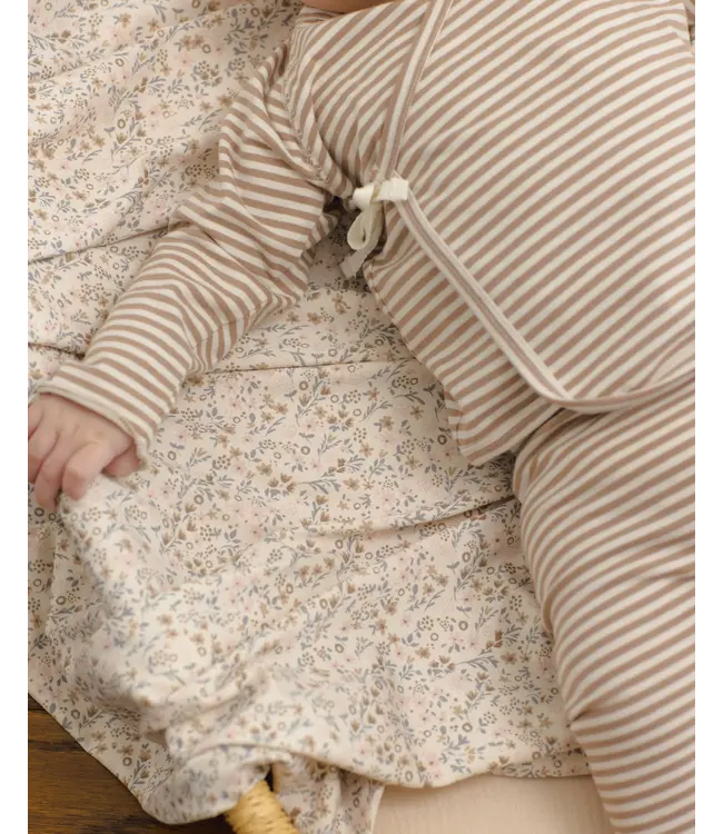Almond Stripe Wrap Top & Footed Pant Set
