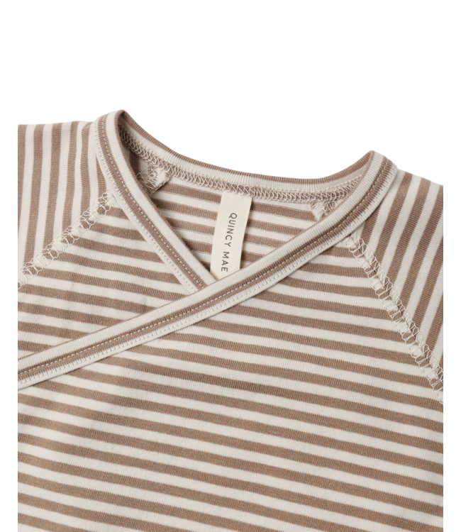 Almond Stripe Wrap Top & Footed Pant Set