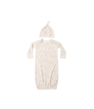 Quincy Mae Natural Bamboo Bloom Baby Gown & Hat Set