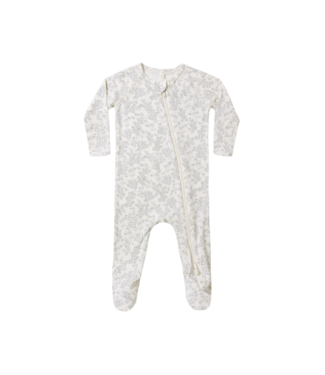 Quincy Mae Cloud Floral Bamboo Zip Footie