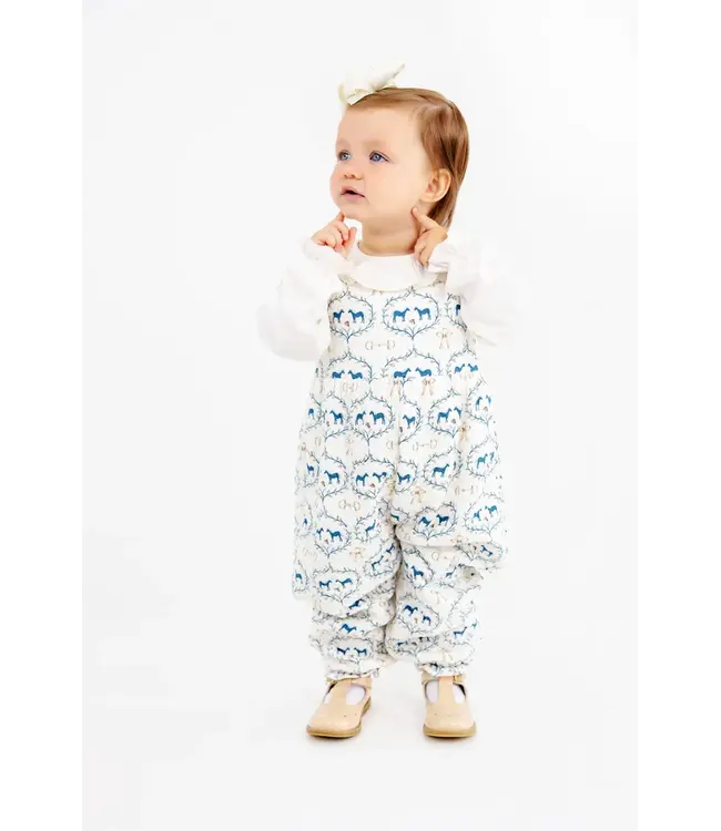 Horse Bits & Bows with Palmetto Pearl Sleeveless Rebecca Quilt Romper