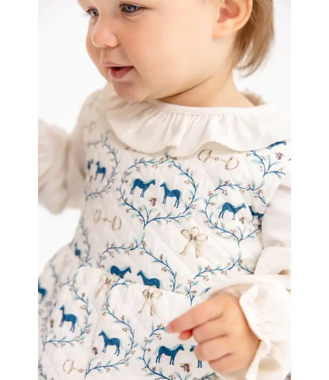 Horse Bits & Bows with Palmetto Pearl Sleeveless Rebecca Quilt Romper