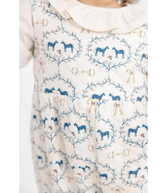 Horse Bits & Bows with Palmetto Pearl Sleeveless Rebecca Quilt Romper