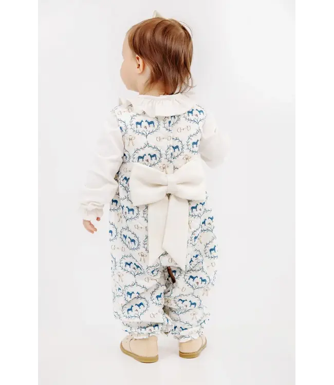 Horse Bits & Bows with Palmetto Pearl Sleeveless Rebecca Quilt Romper
