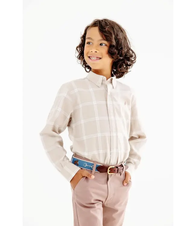 Thompson Park Plaid & Gray Bay Brown Dean's List Dress Shirt