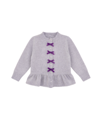 nella june Light Purple Velvet Bow Cardigan