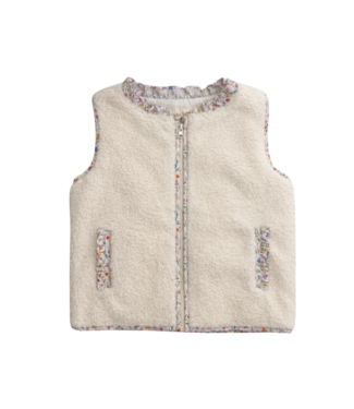 nella june Sherpa Vest with Floral Trim