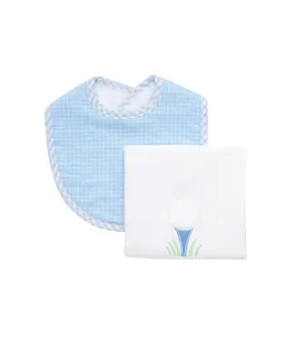 3 Marthas Blue Golf Bib & Burp Cloth Set