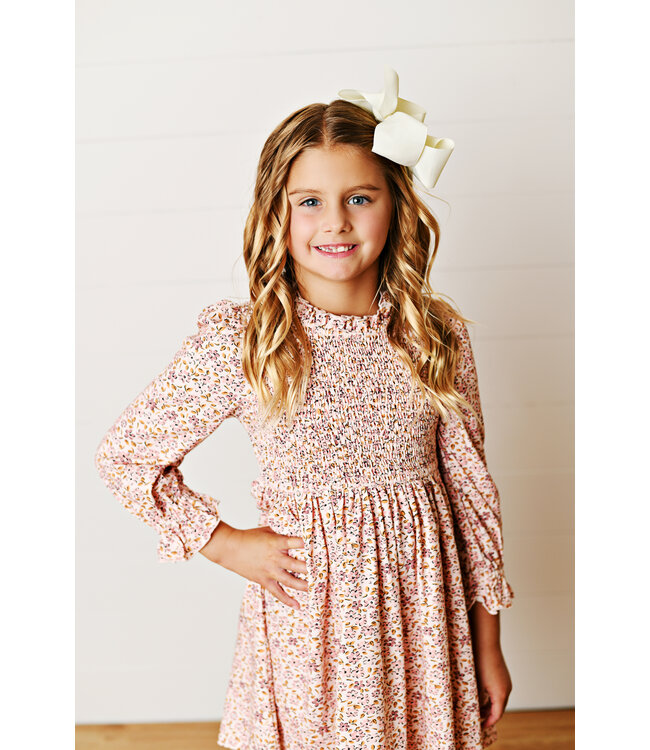 Pink Floral Smocked Dress