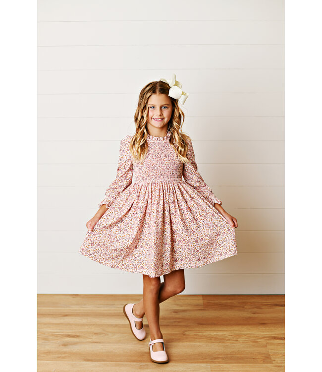 Pink Floral Smocked Dress