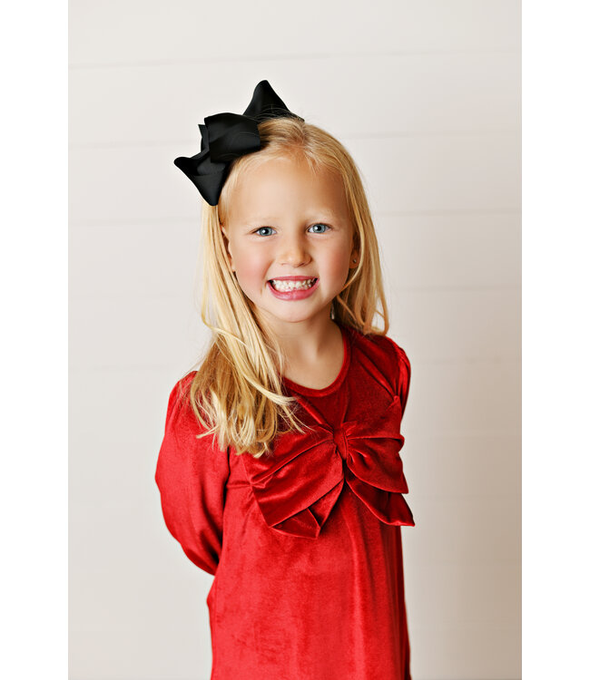 Red Velvet Bow Dress