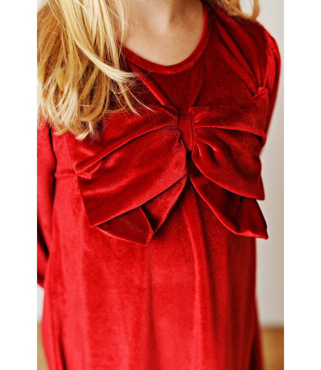 Red Velvet Bow Dress