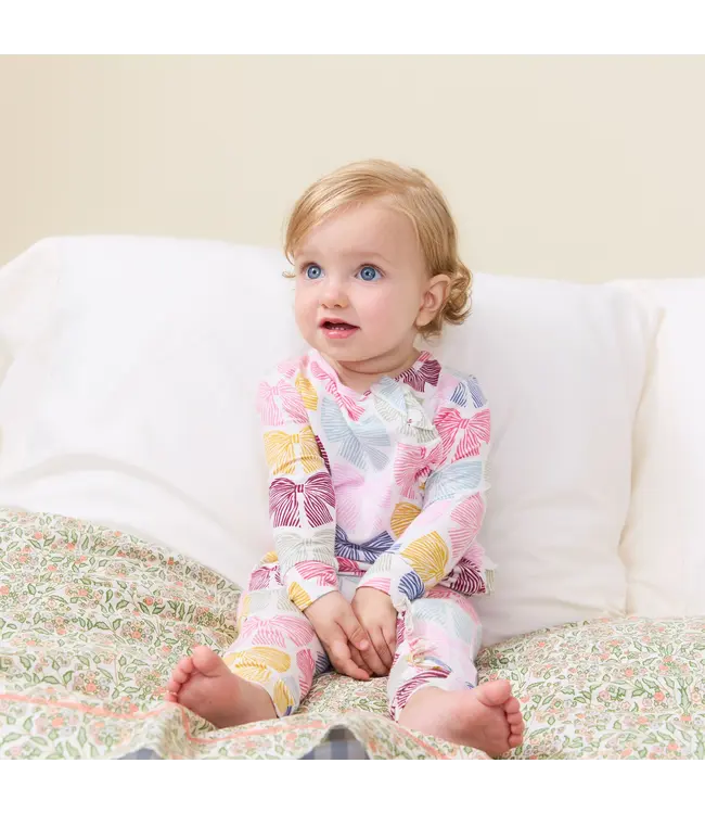 Bright Multi Bows Bamboo Ruffle Romper