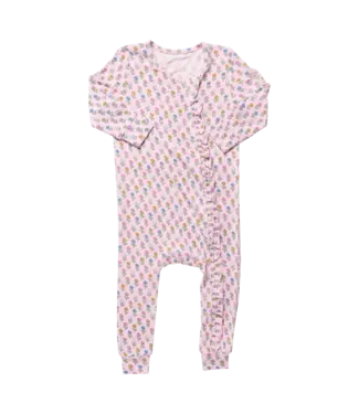 Pink Chicken Pink Carnations Bamboo Ruffle Romper