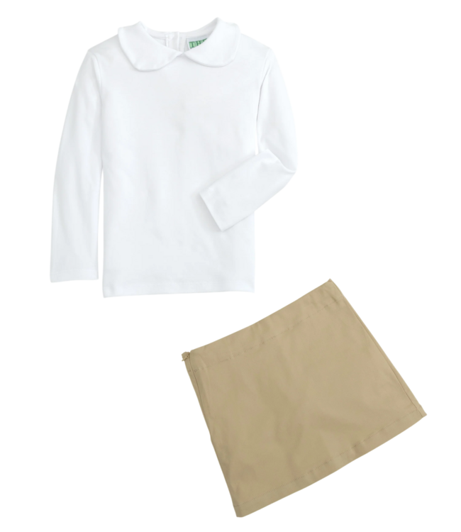 White L/S Peter Pan Collar Shirt - Girls