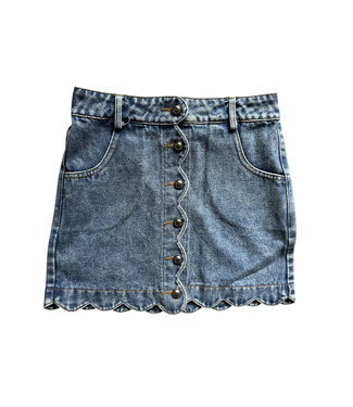 Denim Scallop Edge Button Skirt