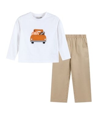 Lil Cactus Football Truck Shirt & Brown Pants Set