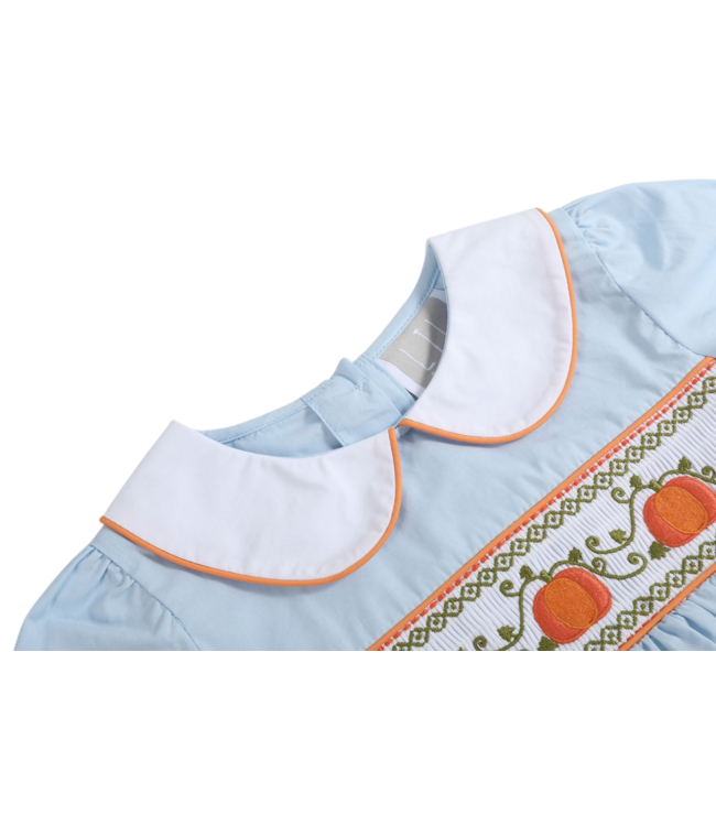 Light Blue Pumpkin Vine Smocked Dress