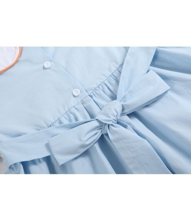 Light Blue Pumpkin Vine Smocked Dress