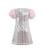 Houndstooth Sequin Feather Sleeve Party Dress