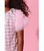 Houndstooth Sequin Feather Sleeve Party Dress