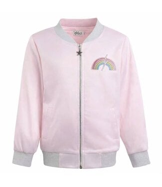 Lola & the Boys Rainbow Flash Satin Bomber