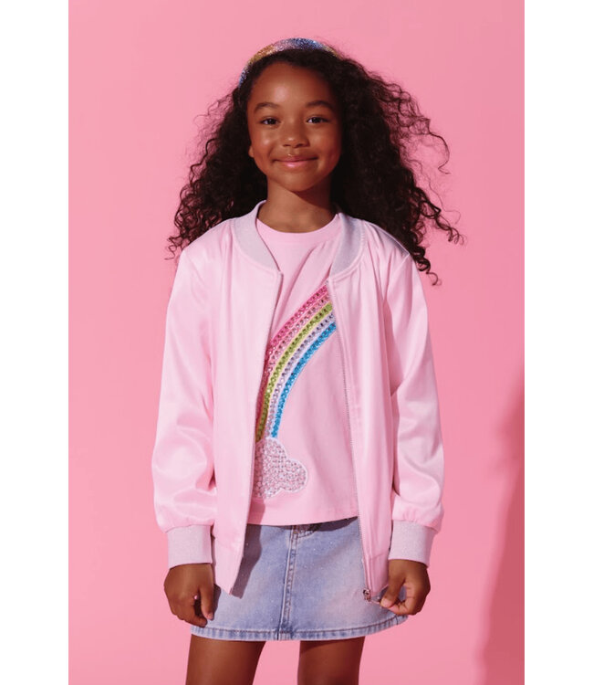 Rainbow Flash Satin Bomber