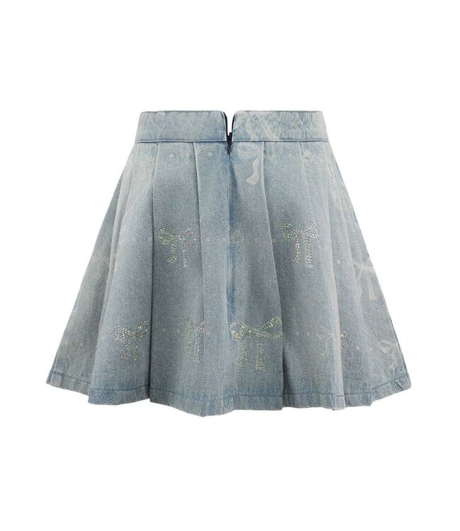 Sparkle Bows Denim Pleated Skirt