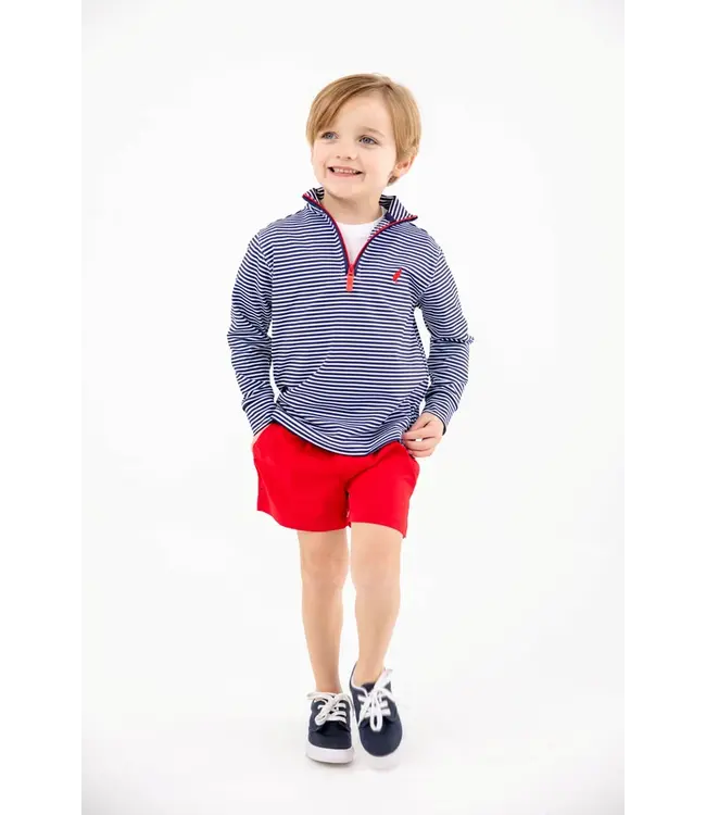 Nantucket Navy Stripe with Richmond Red Stork Prepletic Hayword Half-Zip