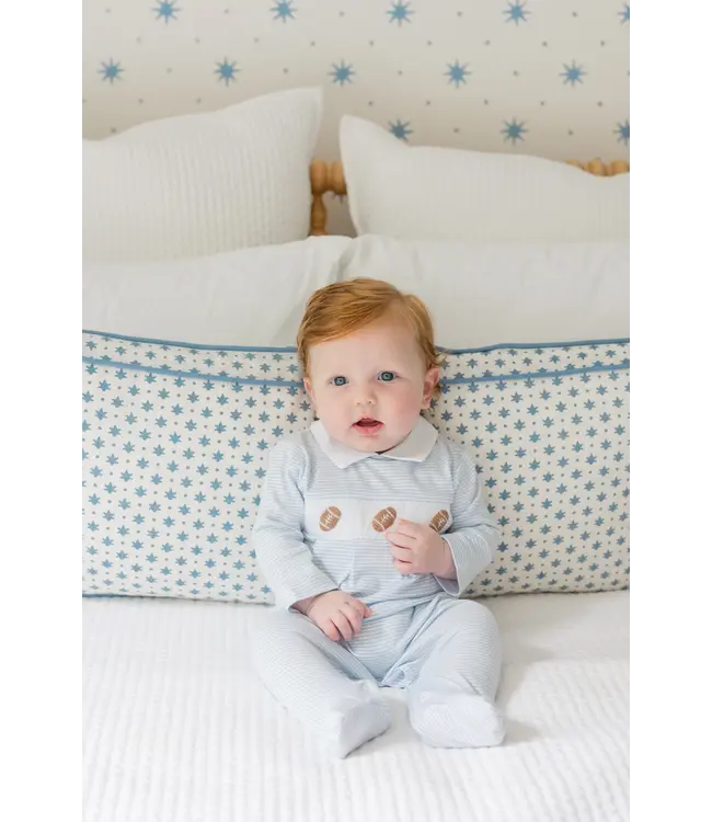 Little English Baby Boy's Blue Football Crochet Footie