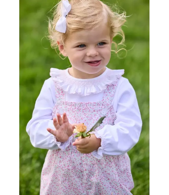 White with Light Pink Smocked Madeline Blouse