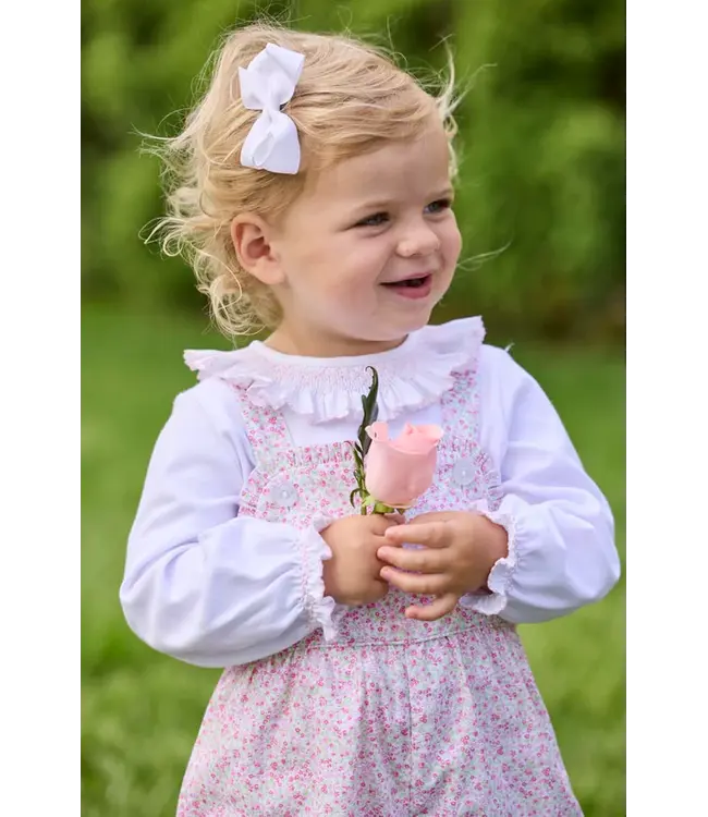 White with Light Pink Smocked Madeline Blouse