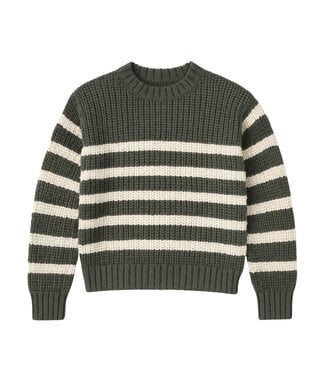 Me & Henry Green/Cream Stripe Sweater