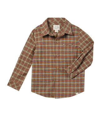 Me & Henry Orange/Gold Washed Plaid Woven Shirt
