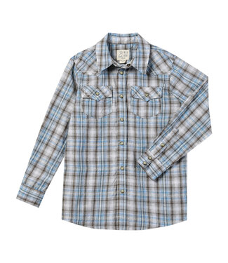 Me & Henry Beige/Blue Plaid Howdy Western L/S Shirt