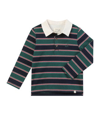 Me & Henry Scrum Green/Navy/Red Stripe Rugby Shirt