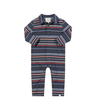 Me & Henry Chambray Stripe Polo Romper