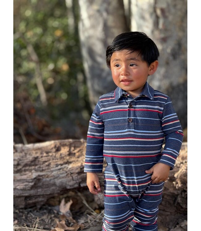 Kingston Chambray Stripe Polo Romper