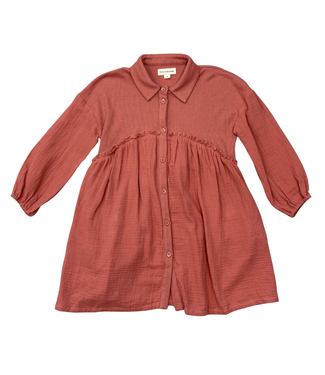 babysprouts Brick Dust Button Front Gauze Dress